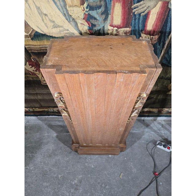 Art Deco Oak Pedestal with Gilt Relief Decoration, 1900 For Sale - Image 10 of 13