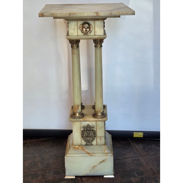 Antique French Empire Onyx and Gilt Mounted Pedestal Large Neo-Classical Columns For Sale - Image 11 of 17