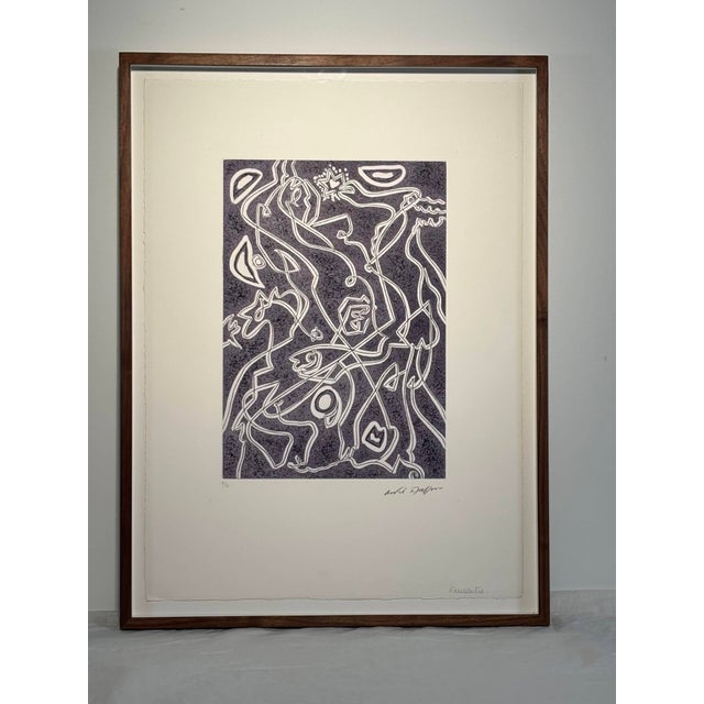 Paper André Masson, Meeting, Original Signed Print, 1975, Framed For Sale - Image 7 of 12