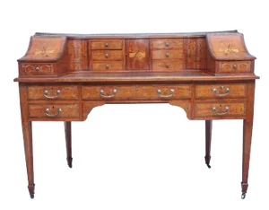 Antique Carlton House Desk in Satinwood with Inlaid