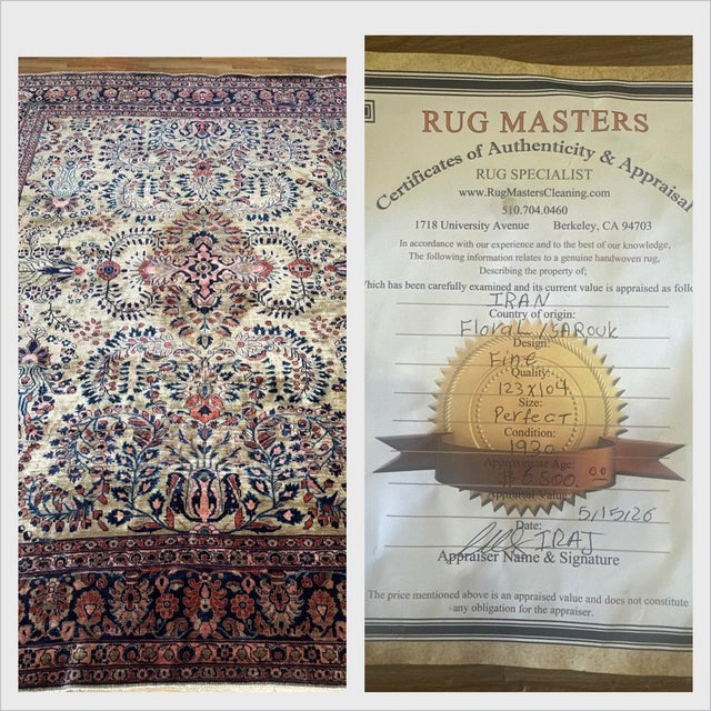 8ft 8in × 10ft 2in Floral Sarouk Hand Knotted Iranian Area Rug For Sale - Image 10 of 10