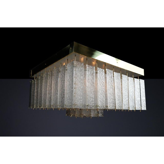 Bohemian Flush Mount in Textured Glass and Brass, 1960s For Sale - Image 9 of 18