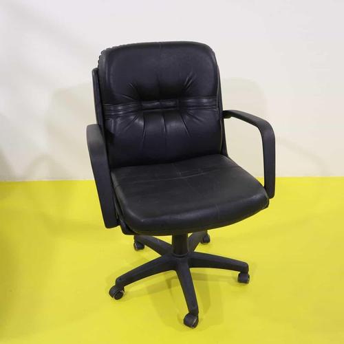 Office Chair in Black Faux Leather with Swivel Base and Wheels For Sale - Image 10 of 10