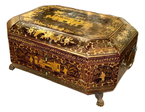 19th C. English Chinoiserie Sewing Box