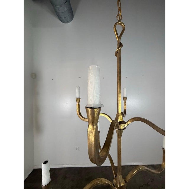 Gilt Metal Leaf Chandelier by Miamar Home For Sale - Image 4 of 11