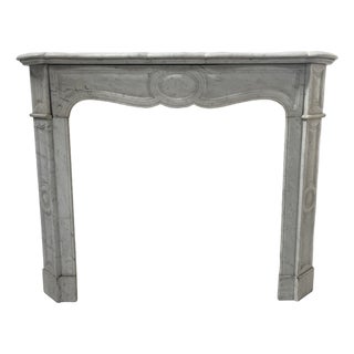 Louis XV Style Fireplace in Carrara White Marble, 1900s For Sale