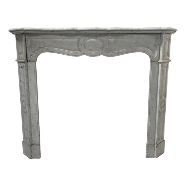 Louis XV Style Fireplace in Carrara White Marble, 1900s For Sale