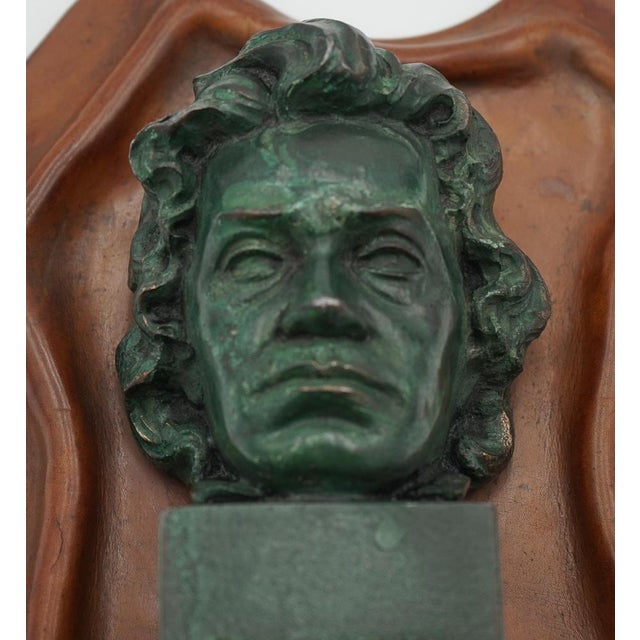 Mozart and Beethoven Leather Bookends with Patina, Set of 2 For Sale - Image 10 of 15