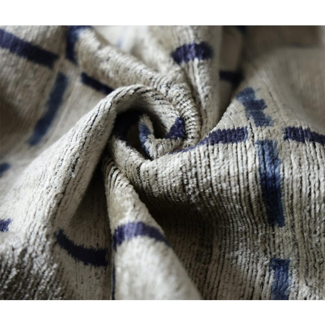 2020s Handwoven Silk Velvet Grid Pillow 20x20 Inch | Organic Modern Luxury Accent Cushion For Sale - Image 5 of 8