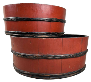 Japanese Lacquered Wooden Tubs, 1920s, Set of 2