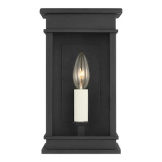 Chapman & Myers by Visual Comfort Studio Cupertino 1-Light Outdoor Medium Lantern Sconce in Textured Black For Sale