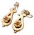 Gold Earrings with Reliefs and Applications, Set of 2 For Sale