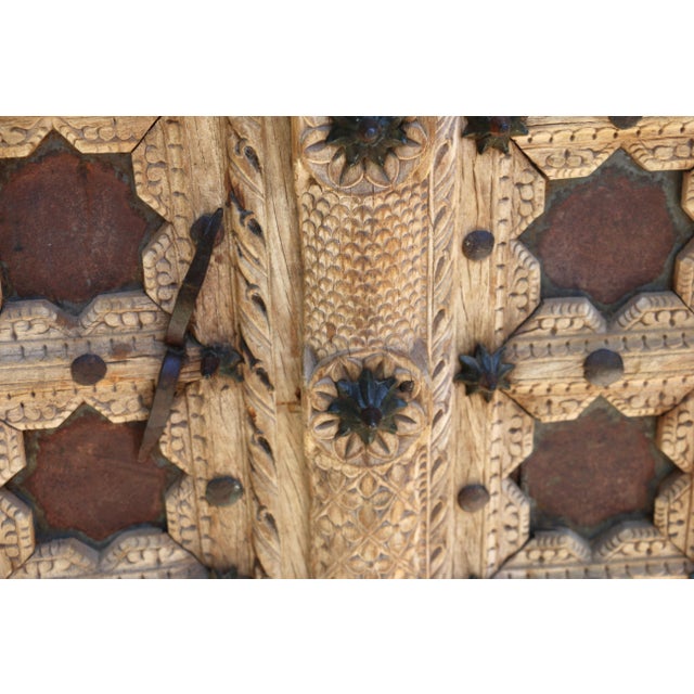 Wood 19th Century Moroccan Handcrafted Temple Entry Double Doors | Iron, Bronze & Wood | Architectural Salvage For Sale - Image 7 of 18