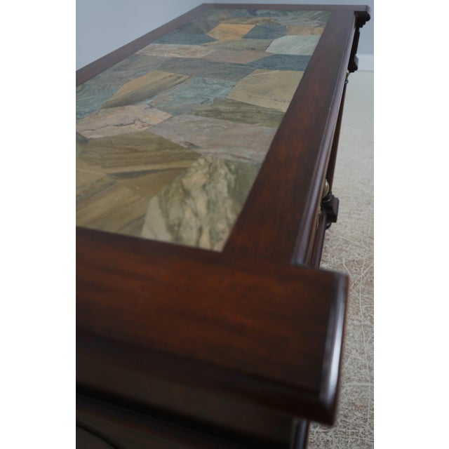 Maitland Smith Mahogany Stone Top Console Cabinet For Sale - Image 12 of 18