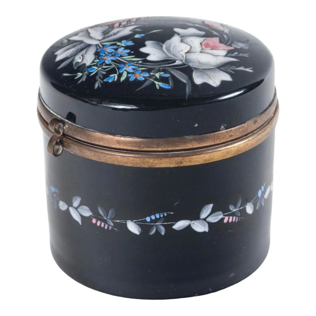 Late 19th Century French Opaline Enameled Glass Vanity Box For Sale