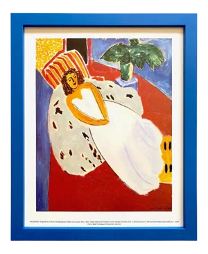 Henri Matisse Vintage 1992 Museum of Modern Art Framed Lithograph Print " Young Woman in White, Red Background " 1946