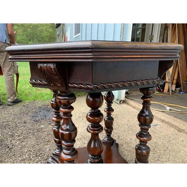 Antique Renaissance Style Octagonal Burled Wood Walnut Side Table For Sale - Image 9 of 13