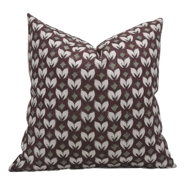 Fabdivine Handcrafted Block Print Cushion Cover 14x14 Inch Pure Linen- Titli For Sale