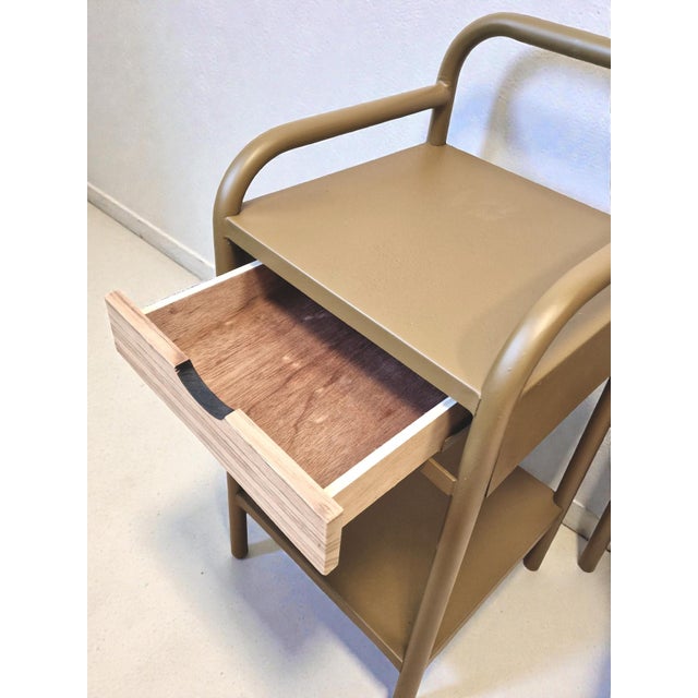 Beige Boarding School Bedside Tables in Metal, 1950s, Set of 2 For Sale - Image 8 of 10