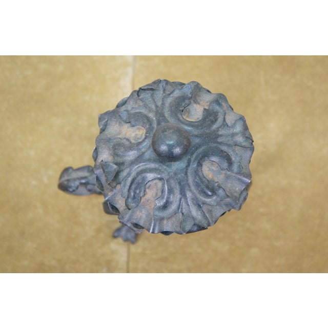 Vintage Cast Iron Dragon Griffon Compote Candle Holder Lidded Dish 8" For Sale - Image 9 of 14