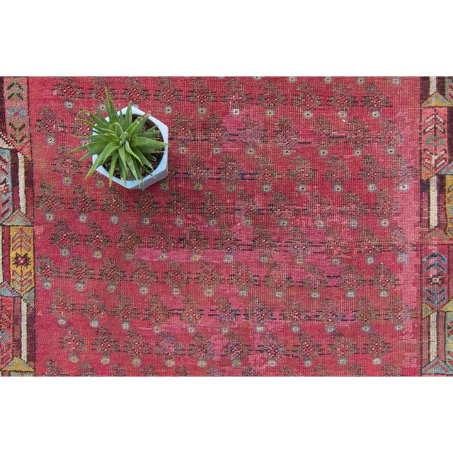 Coastal Late 19th Century Allover Dark Red Olive Blue Hand Knotted Rug - 3’3” X 5’4” For Sale - Image 3 of 11