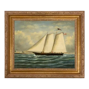 Contemporary Nautical Seascape Reproduction Print on Canvas, Framed