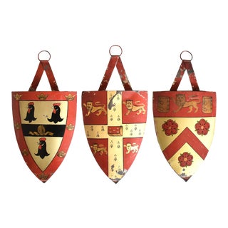 Antique Cambridge University Coat of Arms Shield Metal Plaques - Set of 3 For Sale