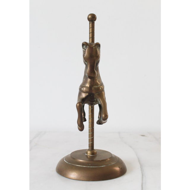 Mid 20th Century Vintage Solid Brass Carousel Horse Figurine For Sale - Image 5 of 9