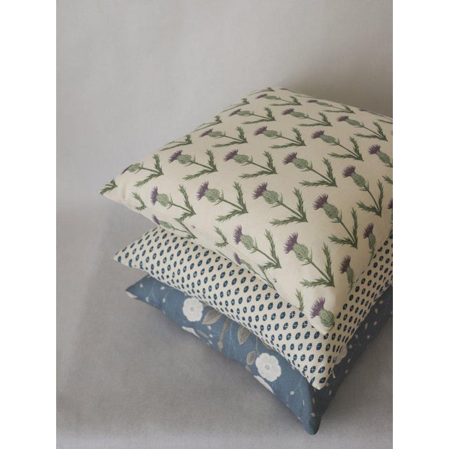 French Provincial Lauren Servati Textiles, Thistle // Fig Pillow, 20"x20" For Sale - Image 3 of 3