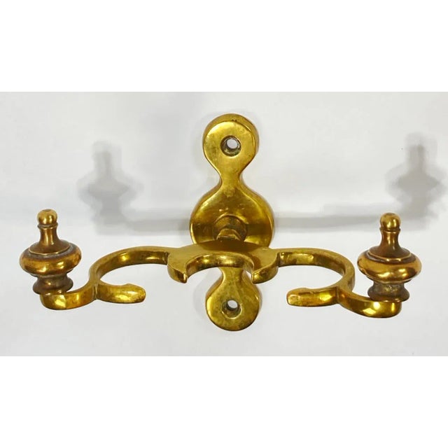 Metal Vintage Brass Wall Mount Fireplace Tools, S/3 For Sale - Image 7 of 9