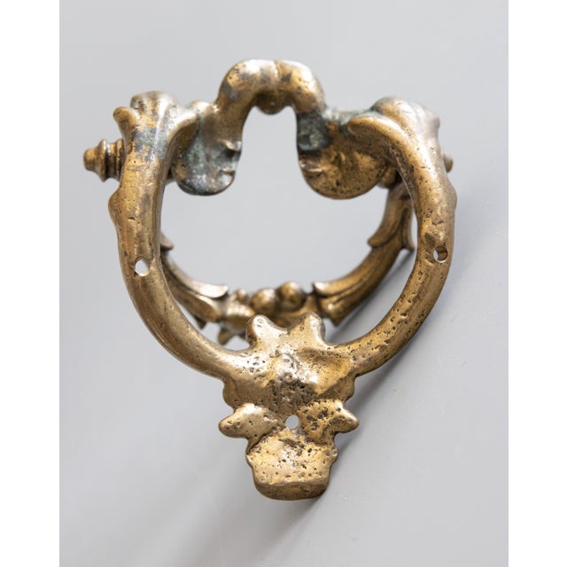 Metal Antique Art Nouveau French Gilt Bronze Floral Door Knocker For Sale - Image 7 of 8