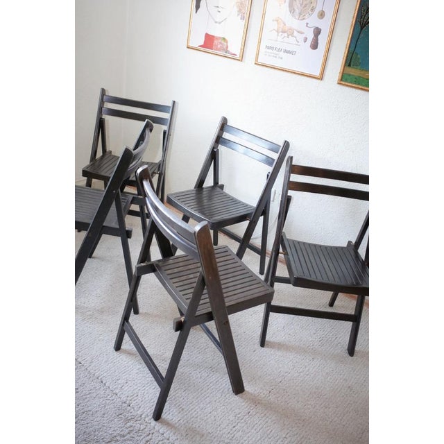 Vintage Painted Black Folding Chairs, Set of 5 For Sale - Image 18 of 18