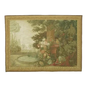 Vintage Woven Floral Scene Tapestry