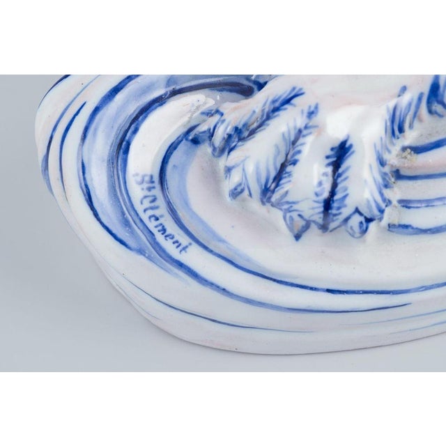 Blue Faience Seated Lions Candleholders by Emile Gallé for Nancy, St Clement., Set of 2 For Sale - Image 8 of 10