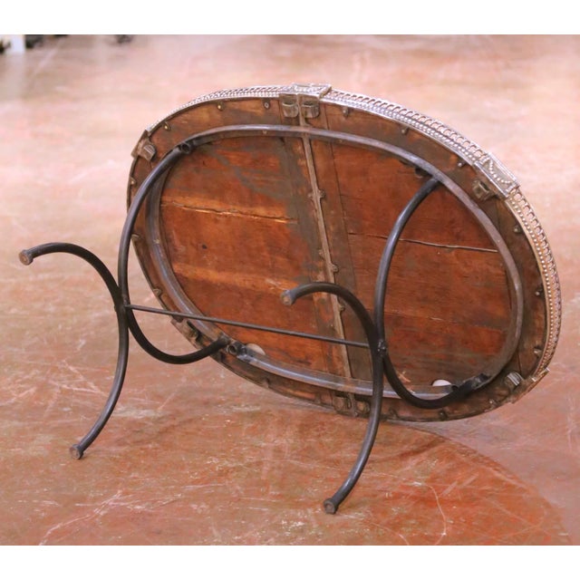 Early 20th Century French Silvered Copper Gallery Oval Iron Coffee Table For Sale - Image 9 of 9