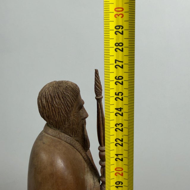 Vintage Carved Wooden Sculpture of Saint Benedict of Norcia by Fonted, 1950s For Sale - Image 10 of 11