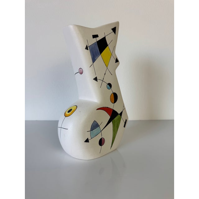 1980s Vintage Joan Miró Style Ceramar Spain Hand-Painted Abstract Ceramic Vase For Sale - Image 5 of 12