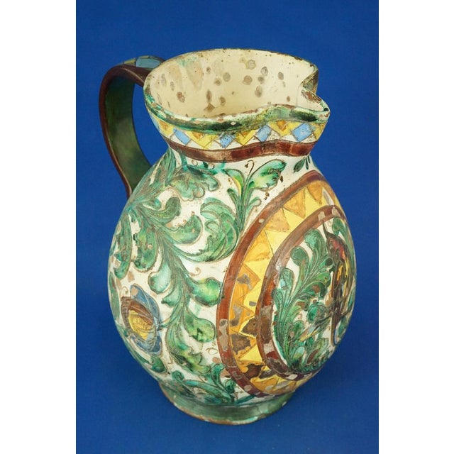 20th Century Majolica Ceramic Jug Vase with Robin, Scratched Decoration by Zulimo Aretini, Italy, 1920s For Sale - Image 13 of 18