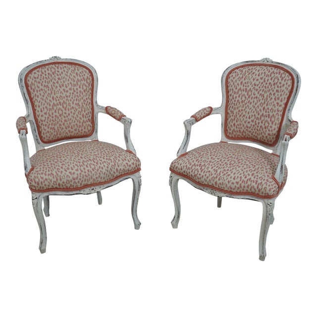 Pair Newly Upholstered French Louis XV Armchairs For Sale