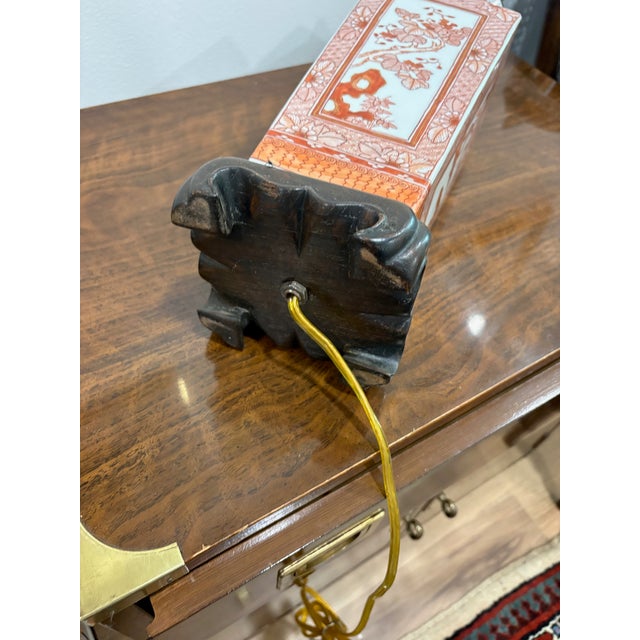 1960s Burnt Orange and White Chinese Export Lamp Mid-Century For Sale In Washington DC - Image 6 of 6