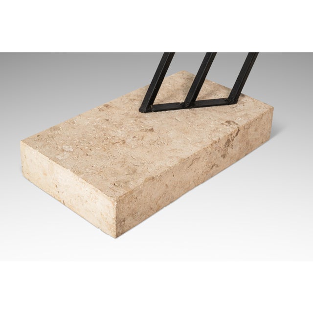 Brown Mid-Century Post Modern Italian Cantilever Freestanding 6 Foot Floor Lamp With Travertine Base, Italy, C. 1980s For Sale - Image 8 of 15