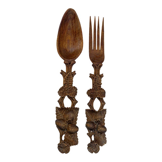 Mid 20th Century Hand-Carved Black Forest Salad Set For Sale