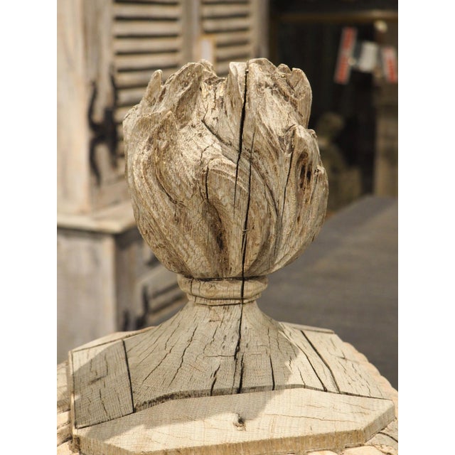 French 18th Century French Pot Feu Finial in Carved Oak For Sale - Image 3 of 12