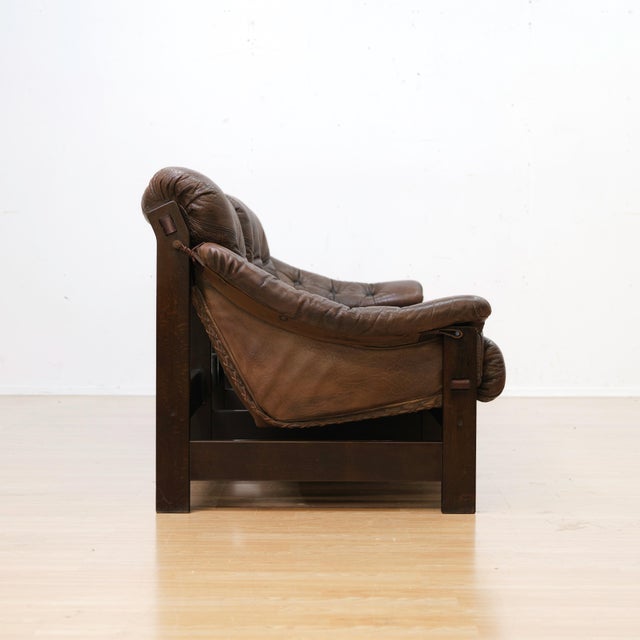 1970s Danish Brown Leather Tufted Sofa For Sale - Image 9 of 18