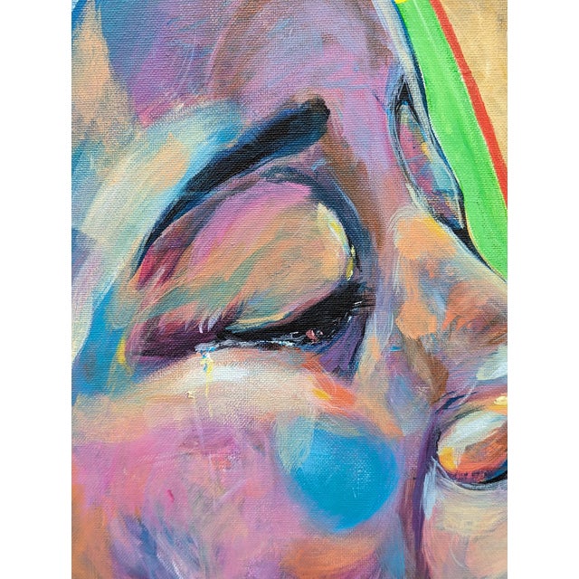 Textile Moisés Villafuerte "Entering the Noise" Contemporary Abstract Colorful Figurative Portrait Painting, 2023 For Sale - Image 7 of 9