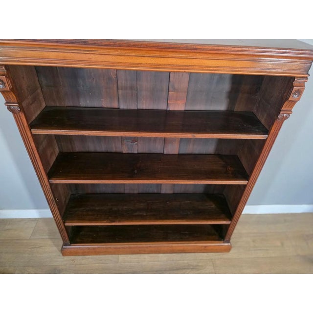 Antique Victorian Adjustable Openshelf Bookcase in Walnut, 1890s For Sale - Image 4 of 7