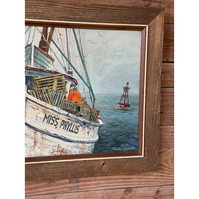 “Miss Phyllis" 1974 Nautical Impressionist Oil Painting by Shirley Fernendes For Sale - Image 4 of 12