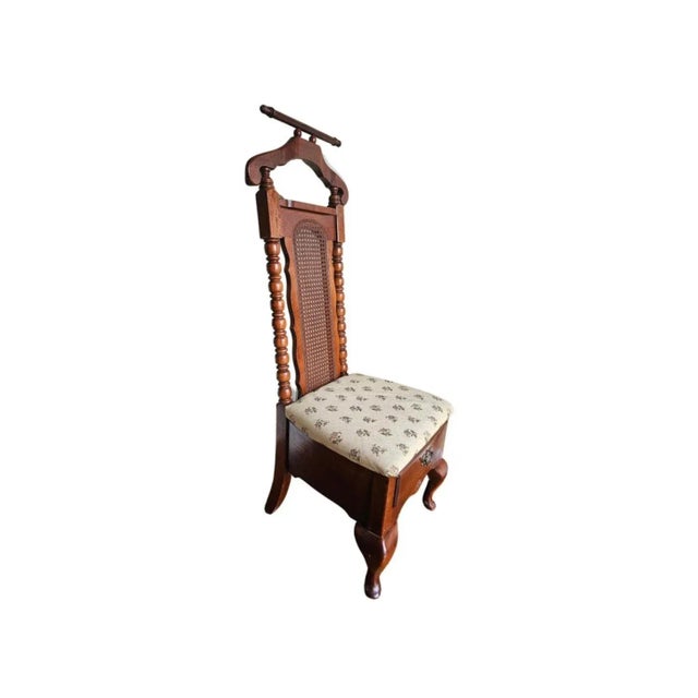 American Mid Century American Drew Ltd Edition Cherry and Cane Valet Chair With Drawer For Sale - Image 3 of 8