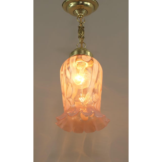 Art Nouveau Pendant Lamp with Floral Opal Glass Shade, Vienna, 1910s For Sale - Image 6 of 8