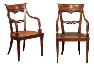 19th Century English Cane-Seat Armchairs- Set of 2